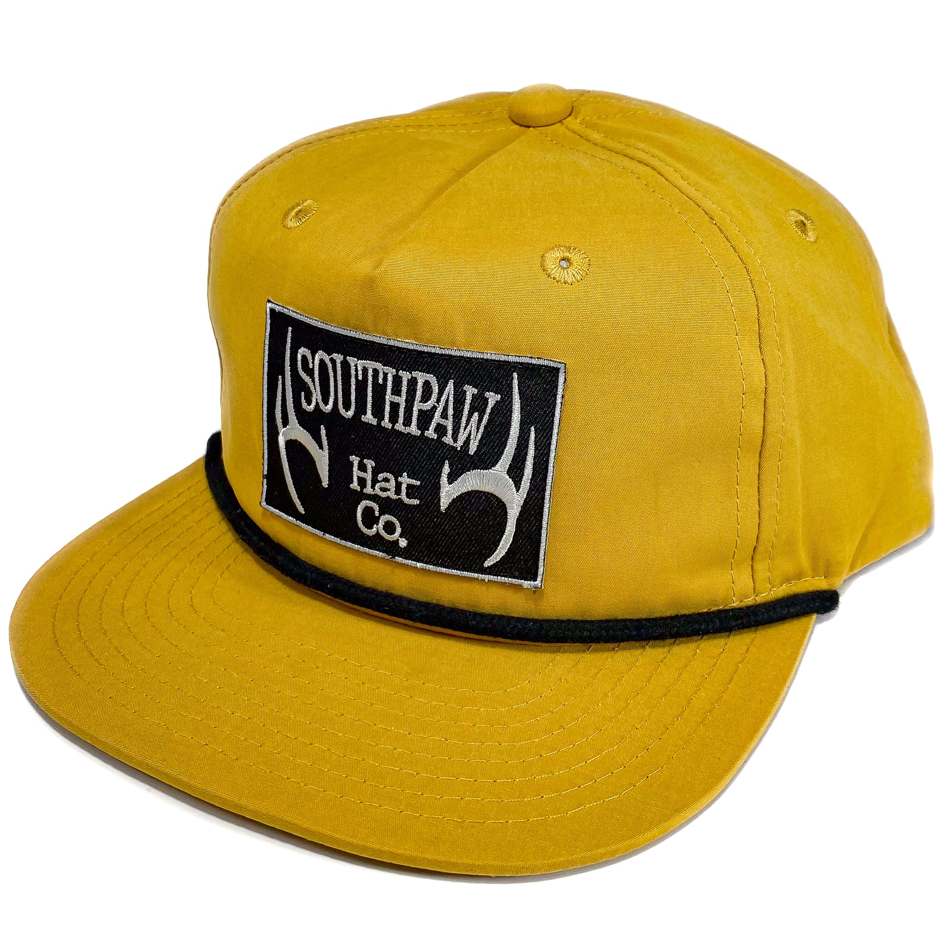 Southpaw Buck Antlers Patch Classic Rope Snapback Hat Biscuit Yellow