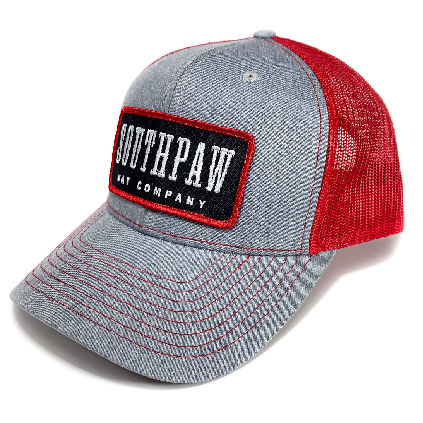 Southpaw Western Saloon Patch Classic Trucker Hat | Gray & Red