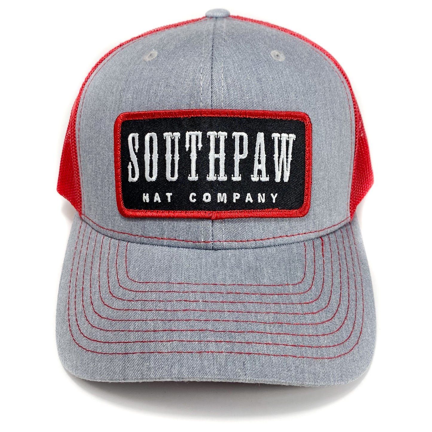 Southpaw Western Saloon Patch Classic Trucker Hat | Gray & Red