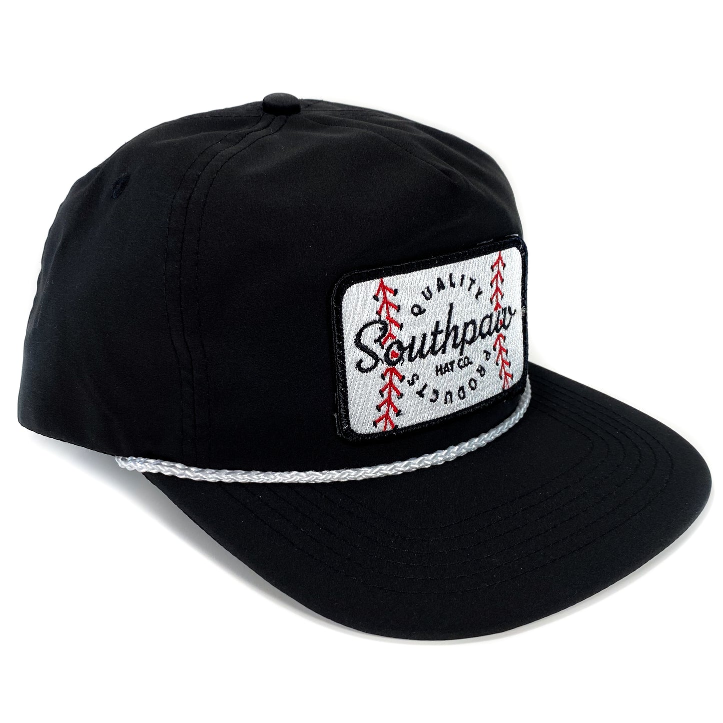 Southpaw Baseball Seam Patch Classic Rope Snapback Hat | Black