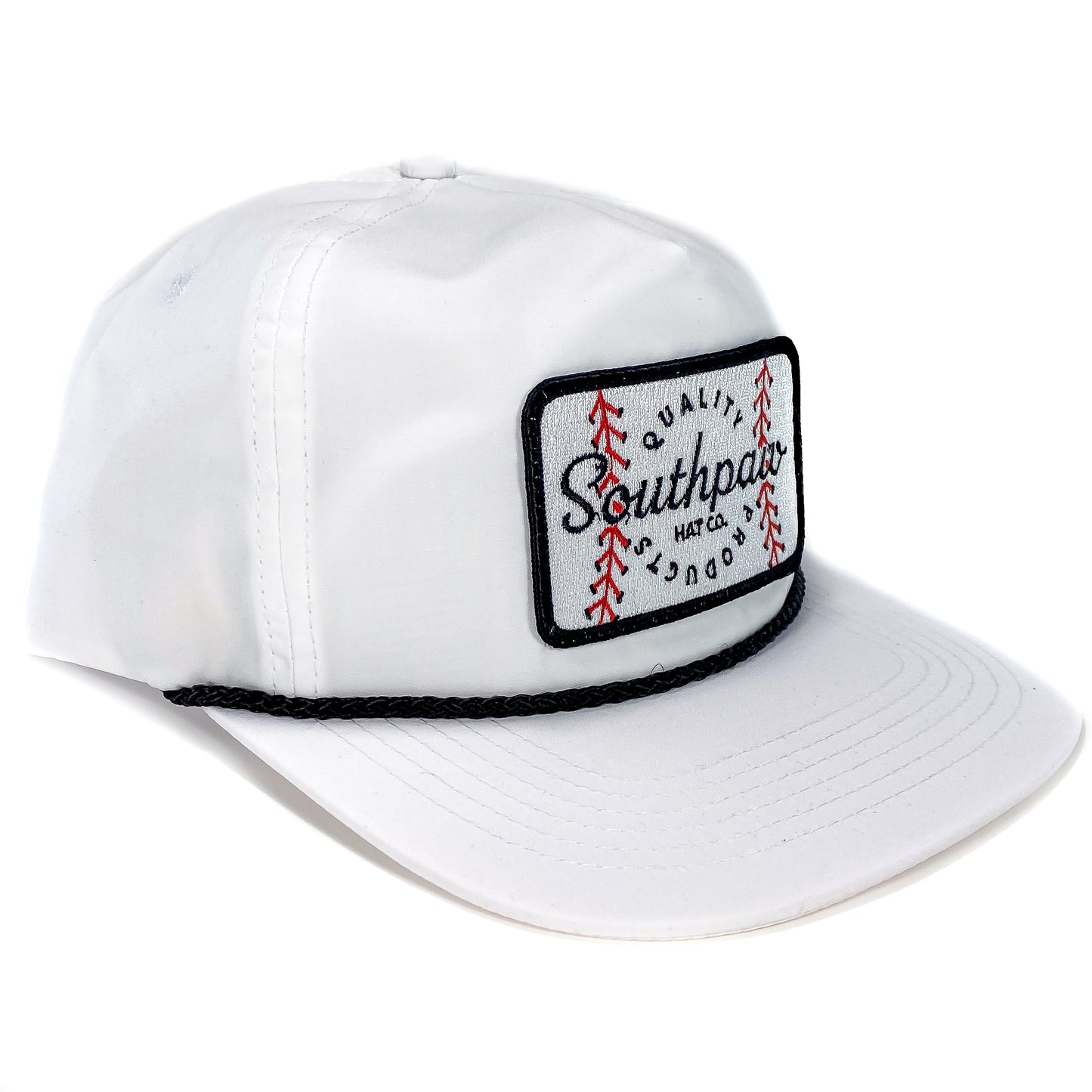 Southpaw Baseball Seam Patch Classic Rope Snapback Hat | White