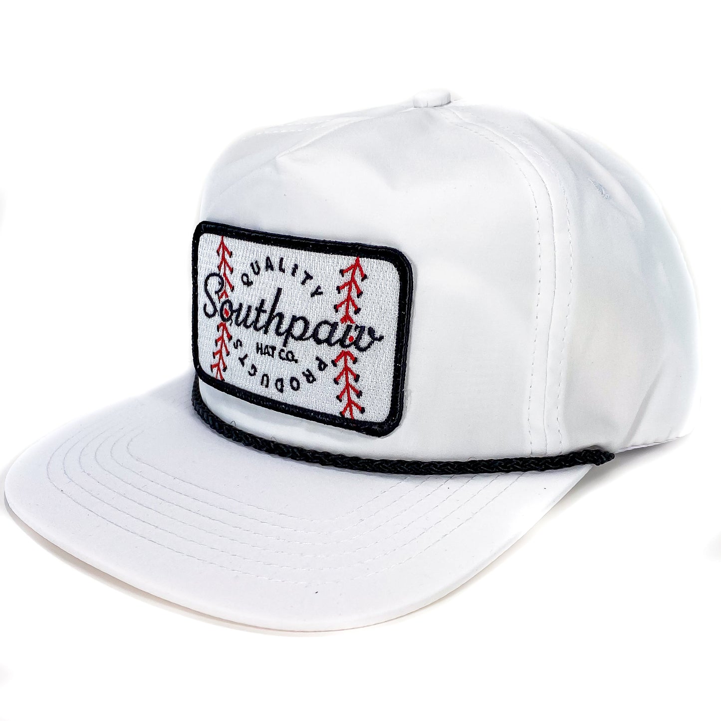 Southpaw Baseball Seam Patch Classic Rope Snapback Hat | White