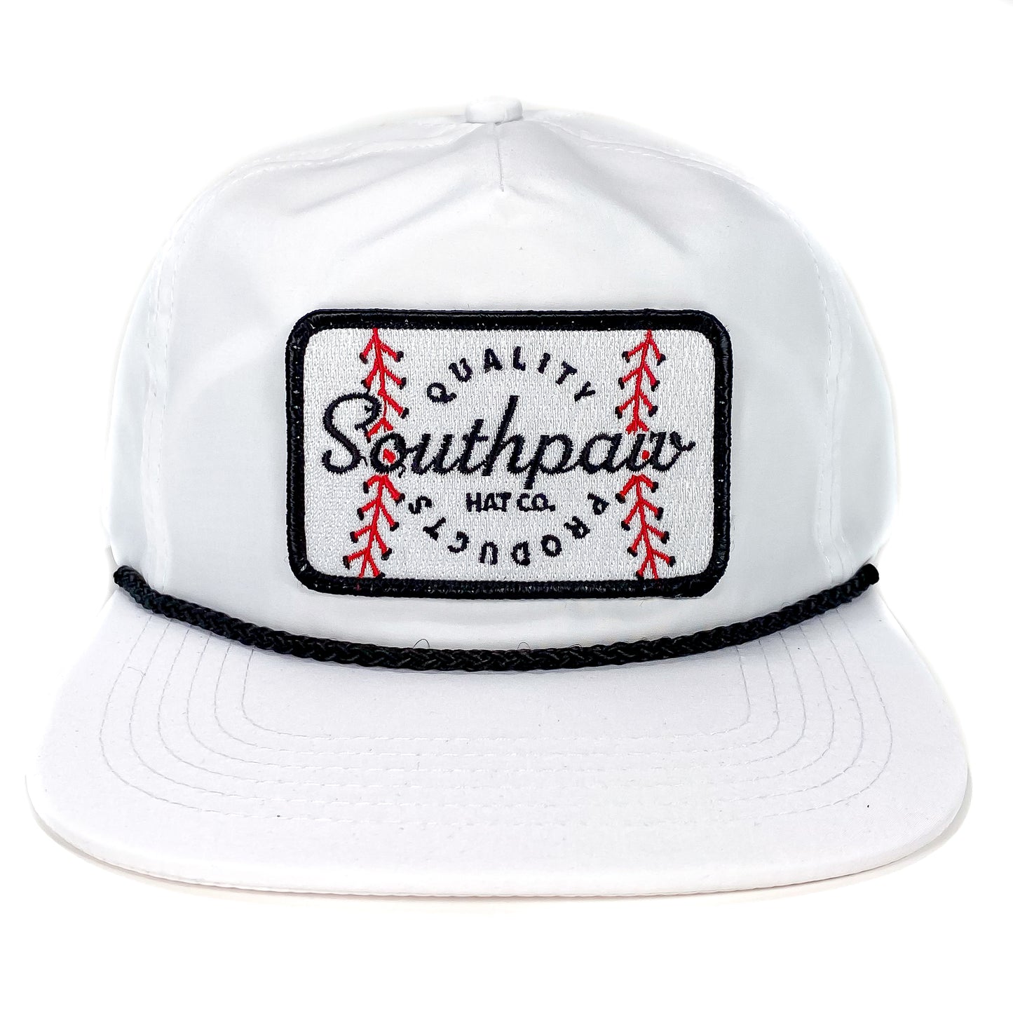 Southpaw Baseball Seam Patch Classic Rope Snapback Hat | White