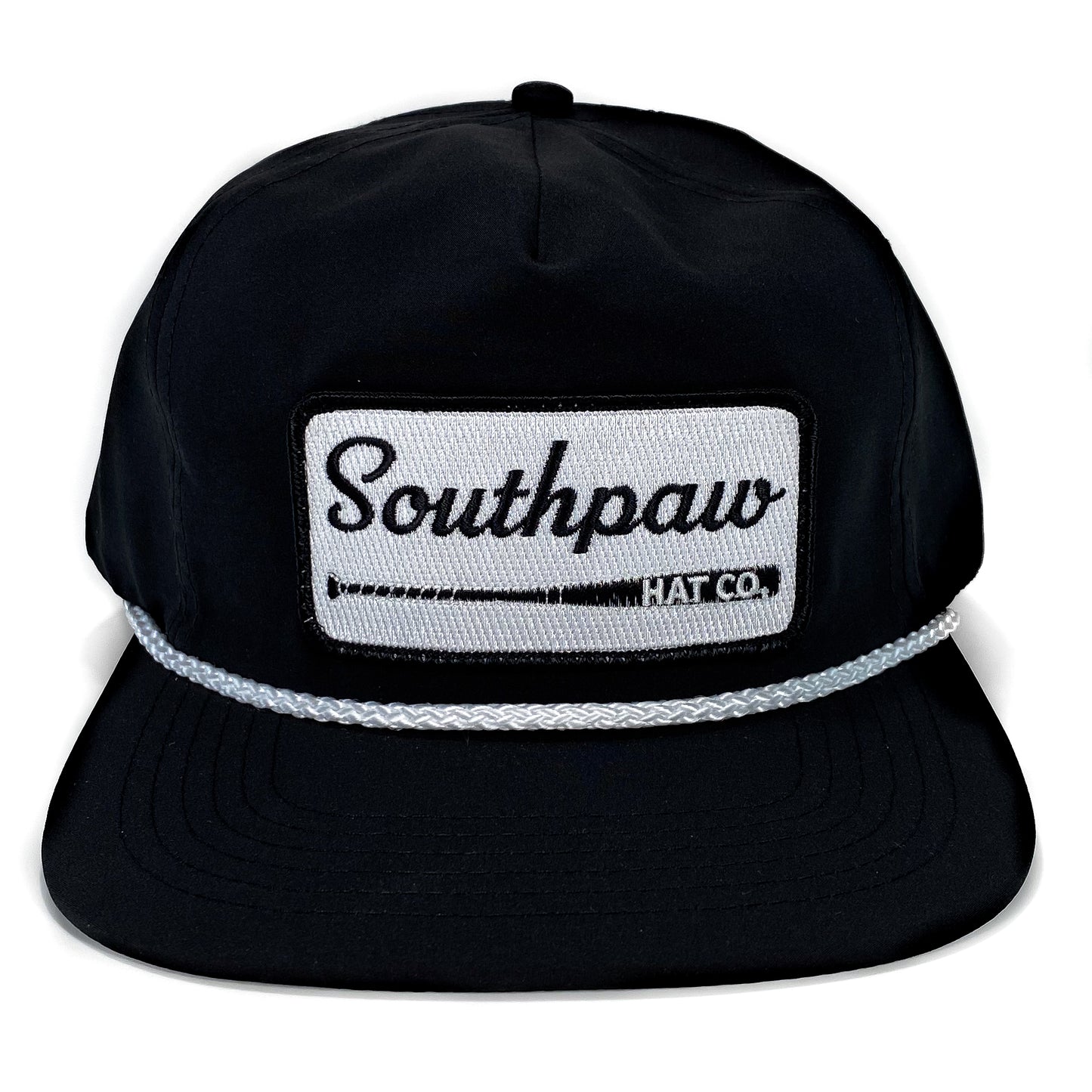 Southpaw Baseball Bat Patch Classic Rope Snapback Hat | Black