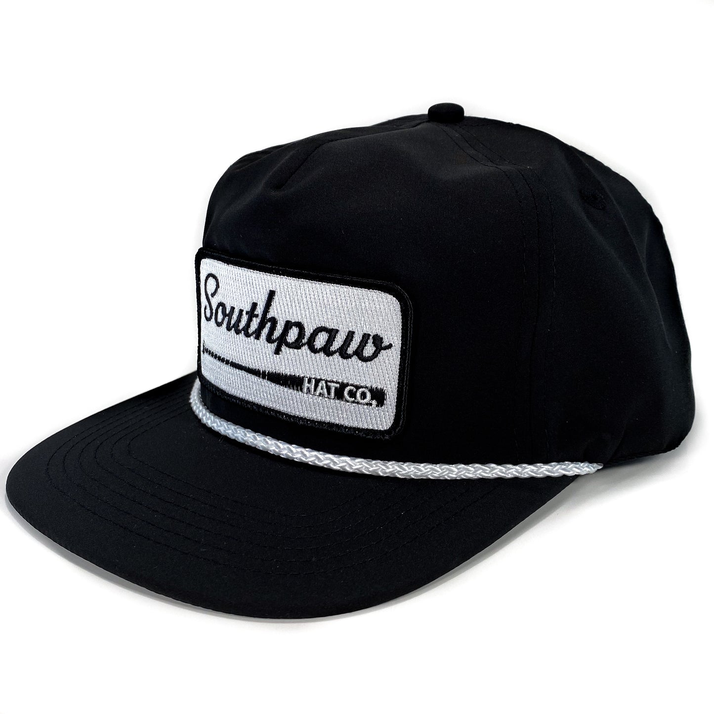 Southpaw Baseball Bat Patch Classic Rope Snapback Hat | Black