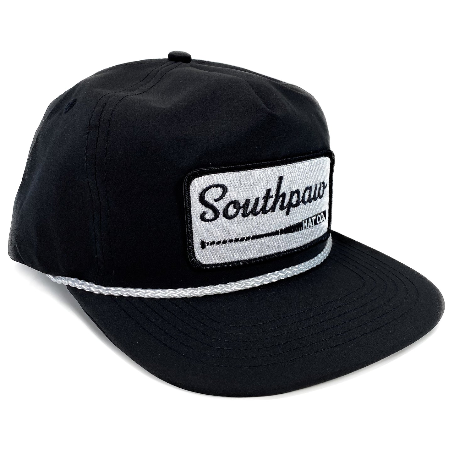 Southpaw Baseball Bat Patch Classic Rope Snapback Hat | Black