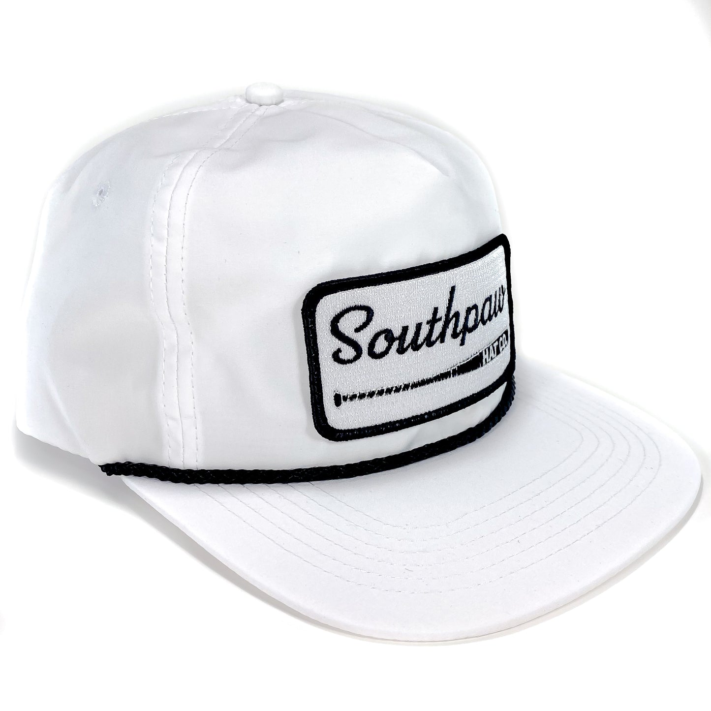 Southpaw Baseball Bat Patch Classic Rope Snapback Hat | White