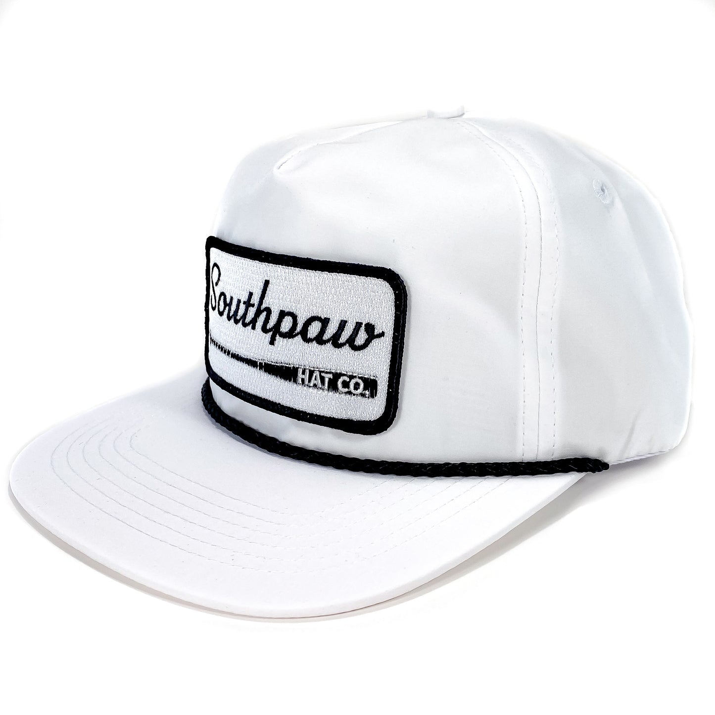 Southpaw Baseball Bat Patch Classic Rope Snapback Hat | White