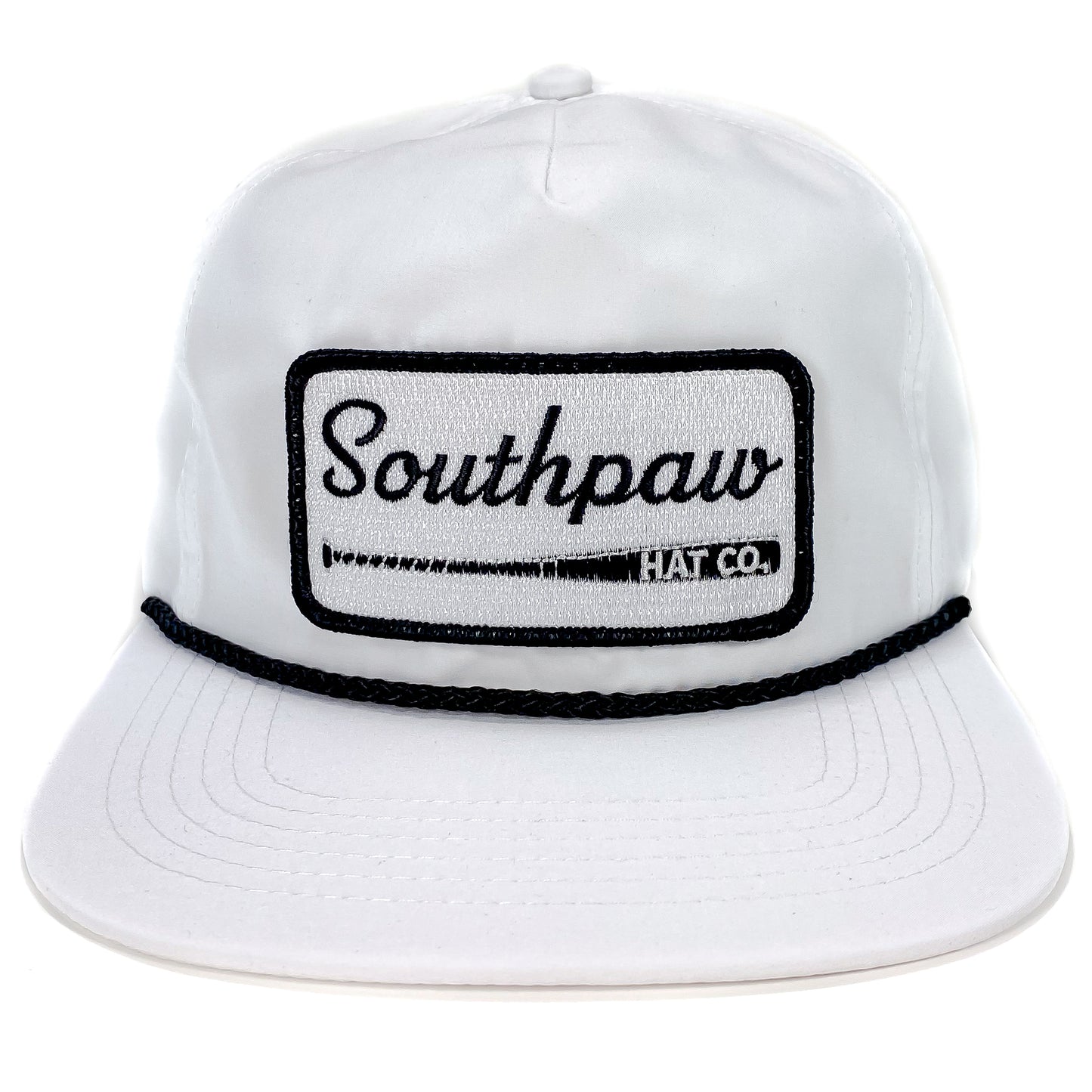 Southpaw Baseball Bat Patch Classic Rope Snapback Hat | White