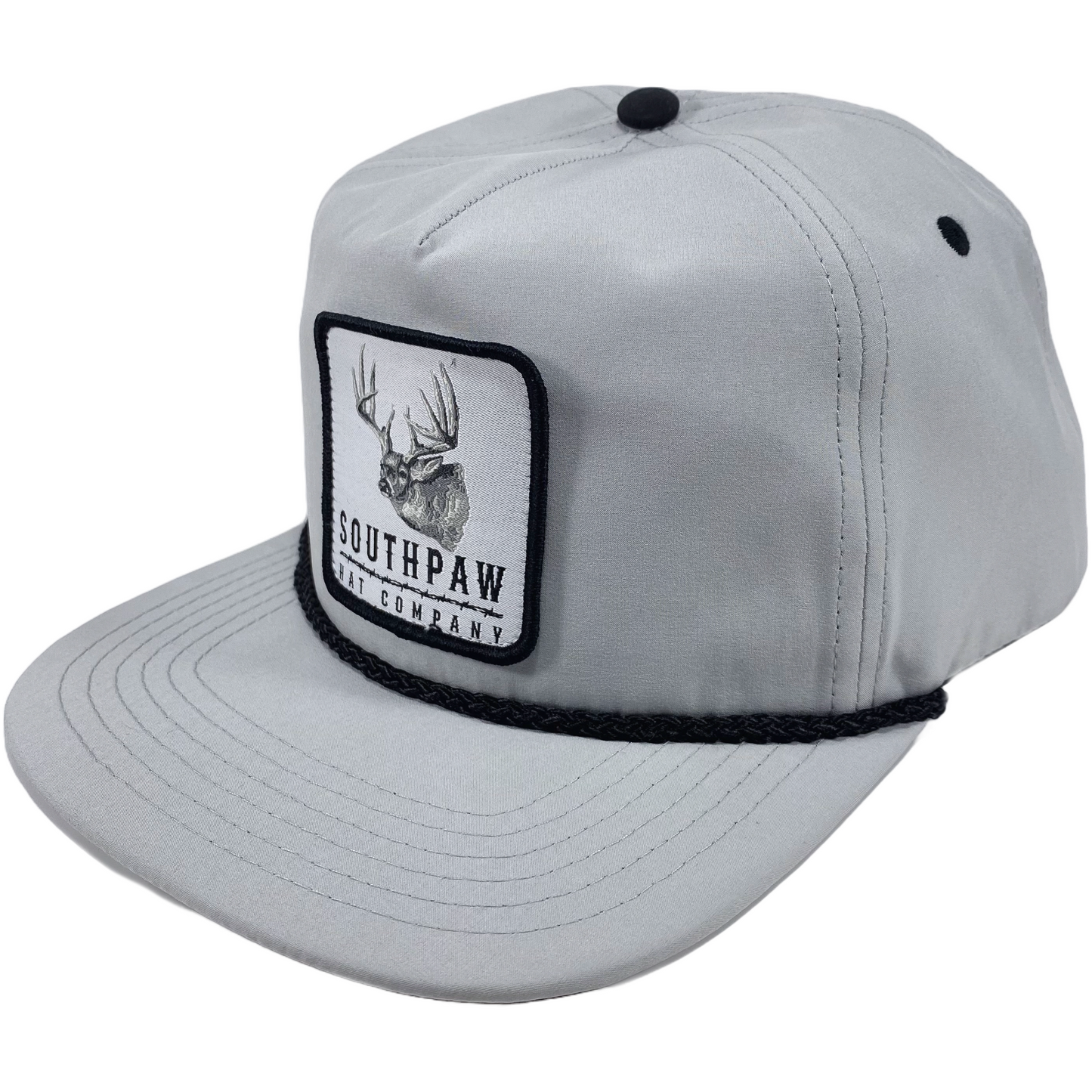 Southpaw Native Texas Whitetail Patch Classic Rope Snapback Hat | Grey