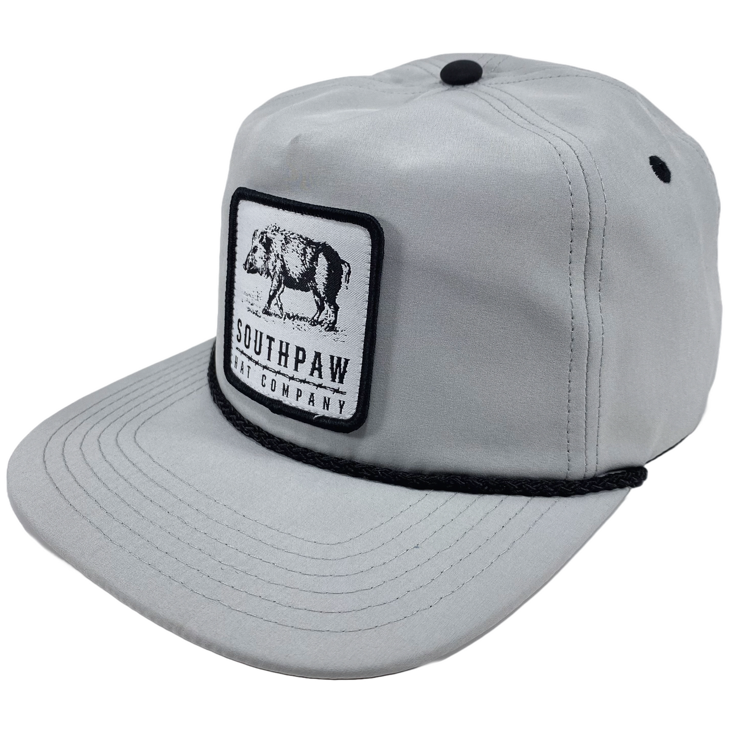 Southpaw Native Texas Hog Patch Classic Rope Snapback Hat | Grey