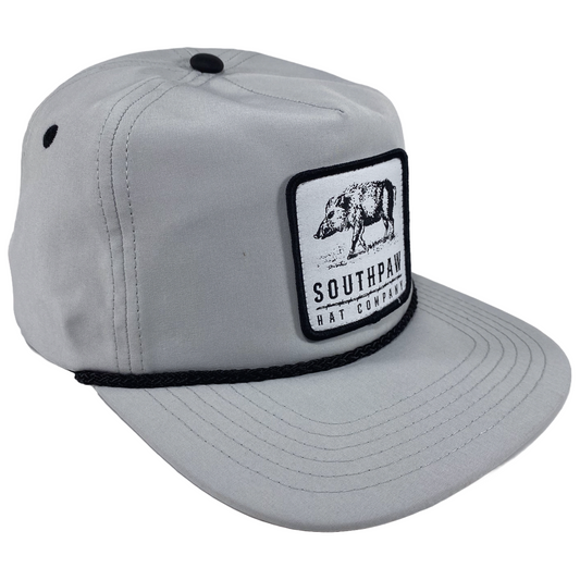 Southpaw Native Texas Hog Patch Classic Rope Snapback Hat | Grey